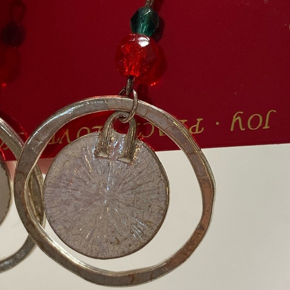 Christmas Santa Claus Silver Hoop Earrings - Picture 3 of 6